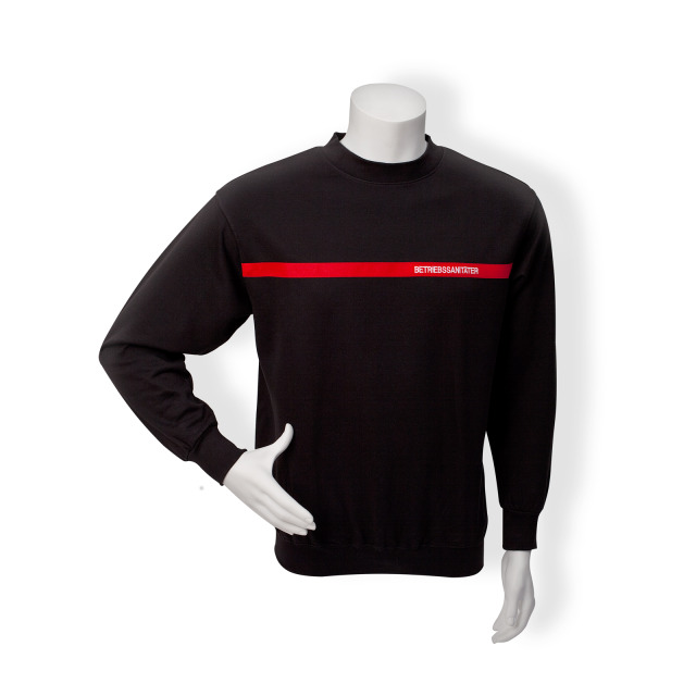 Sweatshirt, schwarz mit rotem Streifen